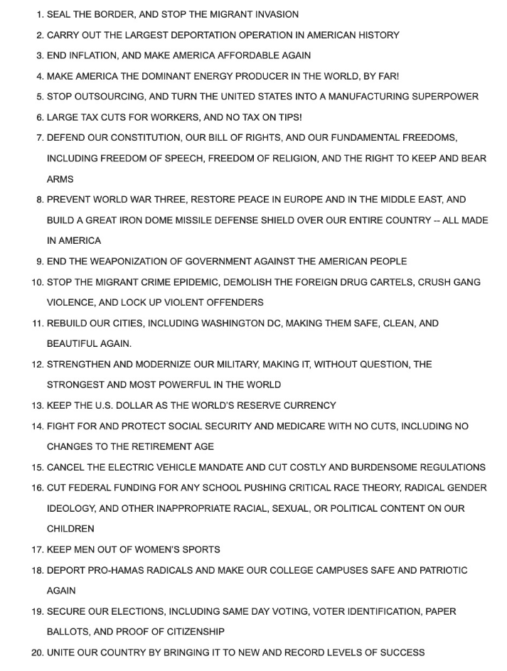 NEW - The RNC has passed the following 2024 GOP platform:
