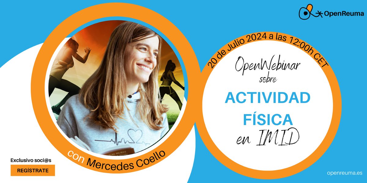 DesdeCasa_Reha's tweet photo. ¡No te pierdas nuestra próxima charla sobre actividad física en enfermedades reumáticas! (Immune Mediated Inflammatory Diseases)
Descubre cómo el #ejercicioterapeutico puede mejorar tu calidad de vida y ayudar en el manejo de los síntomas. ¡Te esperamos sábado 20 julio a las 12! https://t.co/Ma77GGUl8l