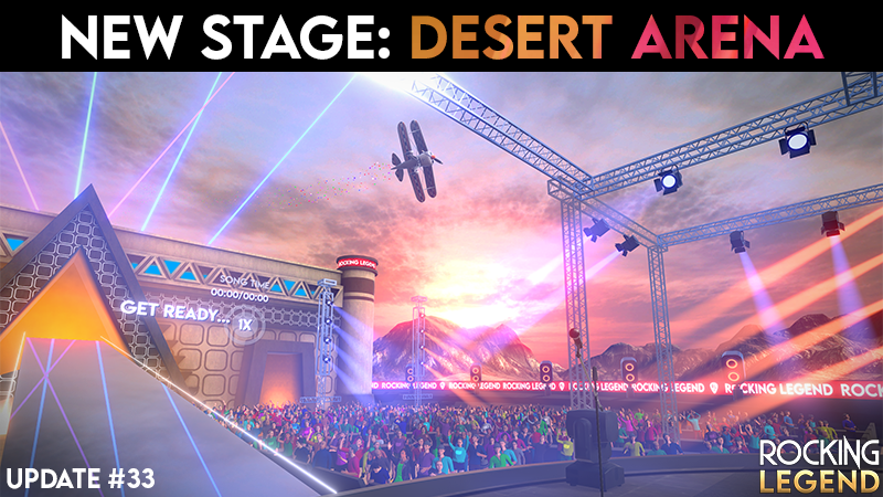 domurosoft's tweet photo. Hi VR Rockstar! New update for Rocking Legend is here!
Here we are with the first update after the 1.0 release!
The main feature of this update is a new selectable stage: Desert Arena! https://t.co/EPVbB5pr9p #guitar #HERO #airguitar #virtualreality #VR #drum https://t.co/ru3zfnMZQi