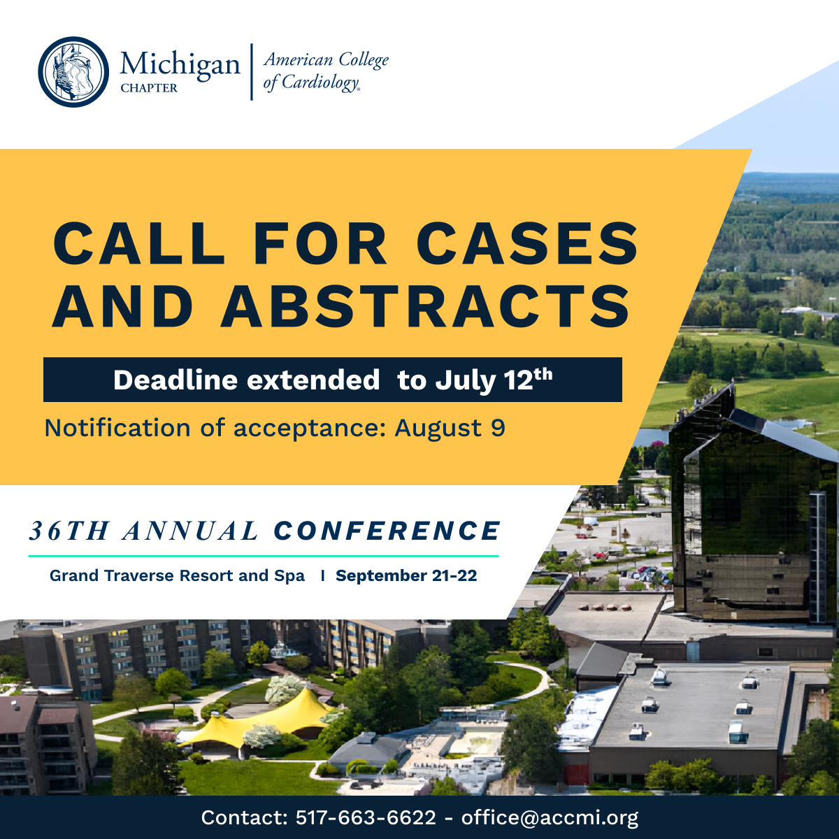Michigan Chapter ACC (@michiganacc) on Twitter photo We've extended the deadline for our Annual Poster Competition at the <a href="/MichiganACC/">Michigan Chapter ACC</a> 36th Annual Conference to Friday, July 12th! Submit your case or research abstract to participate. Registration fees are waived for poster presenters!
Register here: bit.ly/3yVrp09 We've extended the deadline for our Annual Poster Competition at the <a href="/MichiganACC/">Michigan Chapter ACC</a> 36th Annual Conference to Friday, July 12th! Submit your case or research abstract to participate. Registration fees are waived for poster presenters!
Register here: bit.ly/3yVrp09