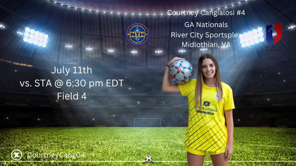 Courtney Cangialosi (2026) (@courtneycang04) on Twitter photo It's almost time for the <a href="/GAcademyLeague/">Girls Academy</a> Finals in Richmond. Can't wait to get on the field with <a href="/Tophat08GA/">Tophat 08 Gold GA</a> to try to win another title!!
<a href="/ImYouthSoccer/">ECNL/GA/Recruiting/College Soccer</a>
<a href="/PrepSoccer/">Prep Soccer ⚽️</a>
<a href="/TopDrawerSoccer/">TopDrawerSoccer</a>
<a href="/TheSoccerWire/">SoccerWire</a> It's almost time for the <a href="/GAcademyLeague/">Girls Academy</a> Finals in Richmond. Can't wait to get on the field with <a href="/Tophat08GA/">Tophat 08 Gold GA</a> to try to win another title!!
<a href="/ImYouthSoccer/">ECNL/GA/Recruiting/College Soccer</a>
<a href="/PrepSoccer/">Prep Soccer ⚽️</a>
<a href="/TopDrawerSoccer/">TopDrawerSoccer</a>
<a href="/TheSoccerWire/">SoccerWire</a>