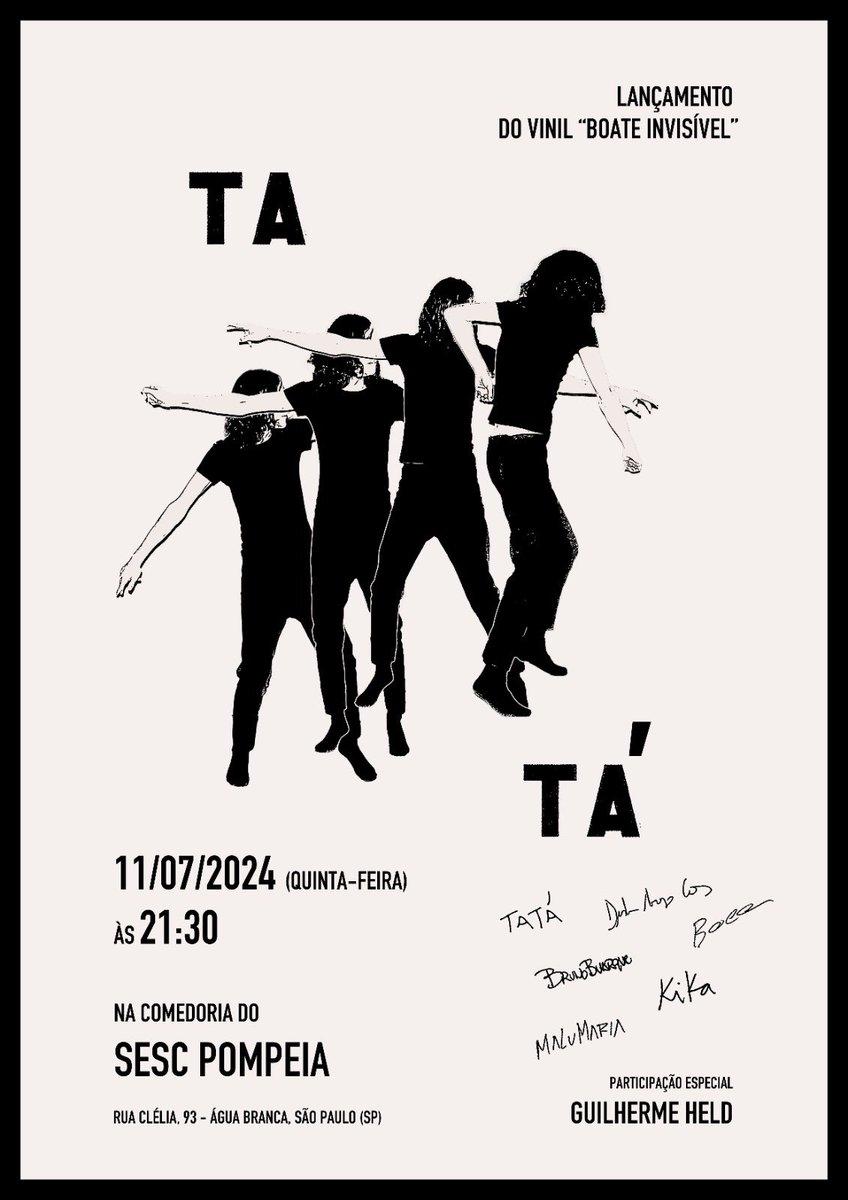 Tá na mão o cartaz comemorativo do show que faremos no Sesc Pompeia 11/07

O Cartaz foi feito pelo querido amigo Manoel Antônio Pereira que assina junto com a Isadora Gallas a direção de arte do LP que vamos lançar