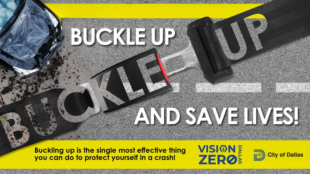 CityOfDallas's tweet photo. Seatbelts aren't just accessories, they're lifesavers. Join the movement for safer streets in Dallas. #BuckleUp #VisionZeroDallas https://t.co/OP6ndMzCJ6