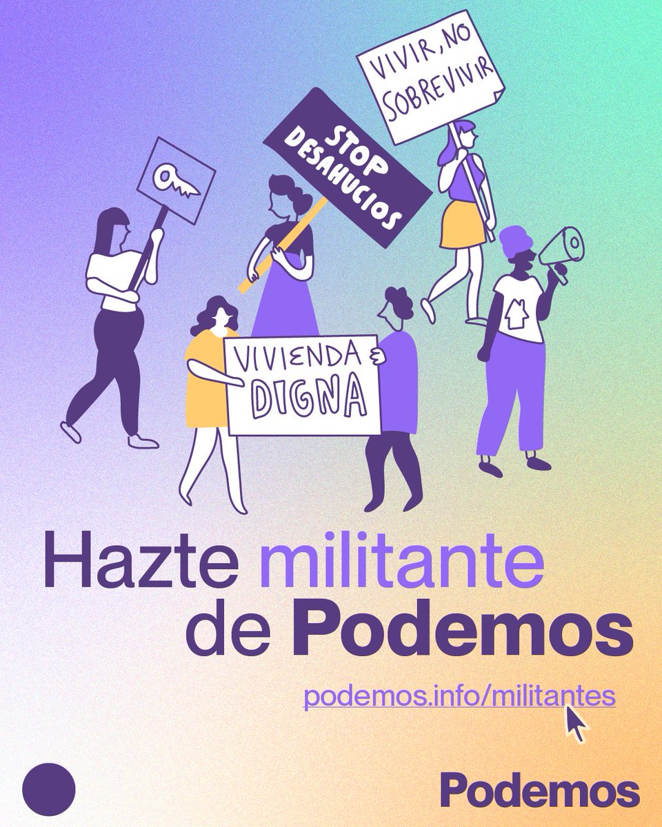 CirPuenteVK's tweet photo. ✏️Vive y deja vivir.
✏️La vivienda son derechos. 
✏️ No sobrevivas, vive en una vivienda 🏡 digna.
✏️ Queremos que toda la gente tenga casa.
#HazteMilitantedePodemos
Si quieres inscribirte, aquí puedes 👇🏽
https://t.co/CbD5d5QP5e https://t.co/LqiQdvECQE