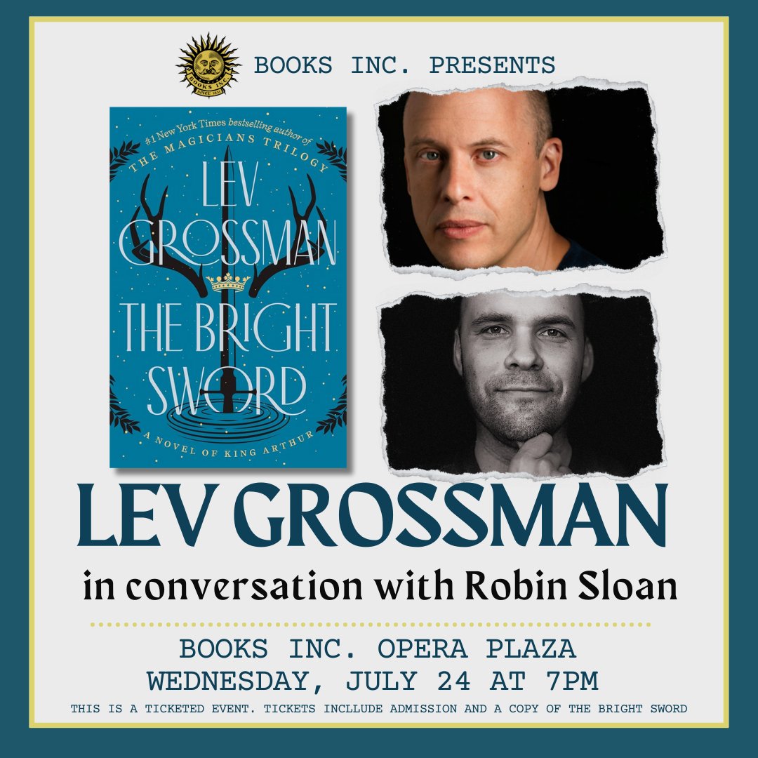 Bestselling author Lev Grossman, writer of the iconic Magicians trilogy, is back with a new triumphant reimagining of King Arthur! ⚔️

Plus, he’s joining us at Books Inc. Opera Plaza, along with fellow amazing author Robin Sloan!

Get tickets!

booksinc.net/event/lev-gros…