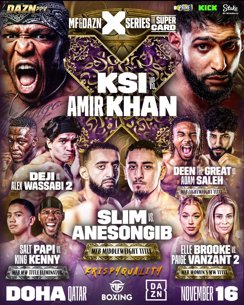 Box21Talks's tweet photo. This card will save @MisfitsBoxing 
The Big PPV that is needed 🥊 
Very good card 
Big ups - @KrispyQuality for the great design 
#Boxing #misfitsboxing #ksi #amirkhan #misfits018 #boxingppv https://t.co/SpVkc0O0DS