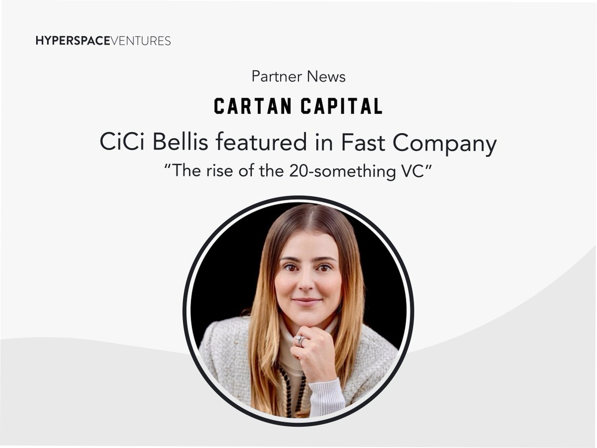 Congrats to <a href="/cicibellis/">CiCi Bellis</a> and our partners <a href="/Cartancapital/">Cartan Capital</a> 
for being featured by Fast Company 👏

Cartan Capital helps startups in sports and health tech including <a href="/aiscoutofficial/">aiScout</a>, <a href="/TMRWSports/">TMRW Sports</a>, Tiny Health, <a href="/ProtoHologram/">Proto Hologram</a> and more. 

👉 bit.ly/3VX25id