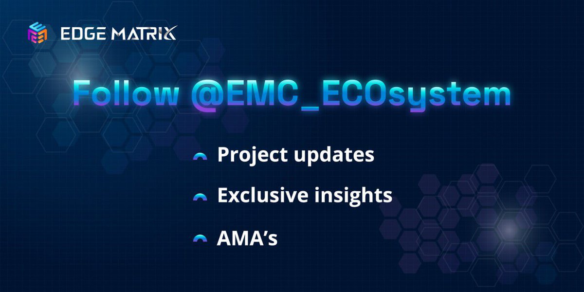 Emc_Russian's tweet photo. Привет, семья Edge Matrix!

Представляем @EMC_ECOsystem: проектные обновления, эксклюзивная информация и сессии AMA.

Создаем интерактивное и доступное сообщество.

Подписывайтесь сейчас! https://t.co/6hWO9axyDm