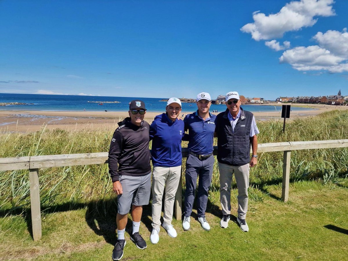NorthBerwick_GC's tweet photo. 👋🏼 Welcome back to the West Links, Rickie Fowler and Justin Thomas! 

A beautiful afternoon for some pre @ScottishOpen practice as US Ryder Cup team mates @RickieFowler and @JustinThomas34 returned to North Berwick with caddie and dad …

We hope you enjoyed your round, guys! https://t.co/wJoaMWMlvI