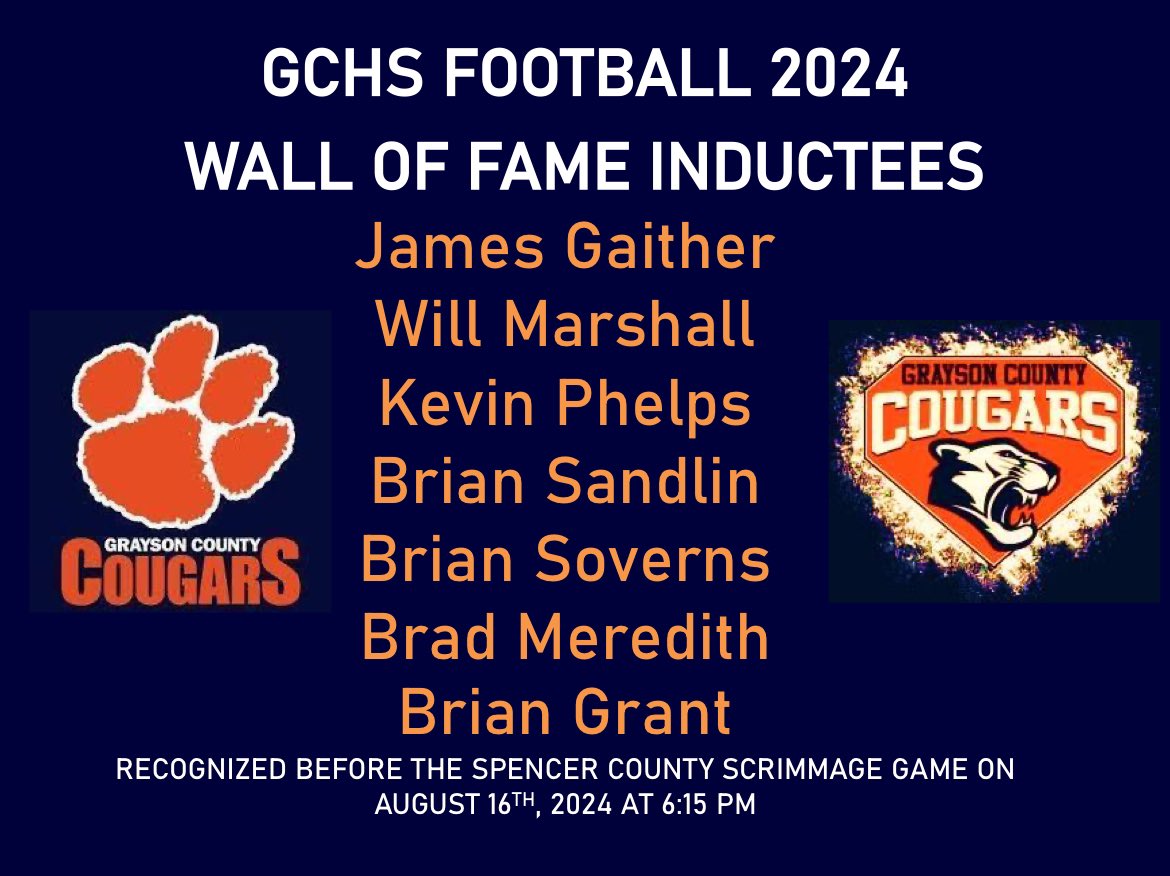 GCHS Football Alumni Association (@alumni_gchs) on Twitter photo Congratulations!!!!! A lot of great memories of these former players who proudly wore the orange and blue!! <a href="/GCHS_AD/">GCHS Athletics</a> <a href="/news_gchs/">📰📚GCHS NEWS📹📝</a> <a href="/GCHSCougarFB/">GCHS Football</a> <a href="/gchs_cougars/">Grayson County High</a> <a href="/K105sports/">Cougar Sports on K105</a> <a href="/DannyCougarPage/">Grayson County Cougars (Danny Beasley)</a> @cody_brock19 <a href="/gcboe/">Grayson Co Schools</a> <a href="/gcnewsgazette/">Grayson County News</a> Congratulations!!!!! A lot of great memories of these former players who proudly wore the orange and blue!! <a href="/GCHS_AD/">GCHS Athletics</a> <a href="/news_gchs/">📰📚GCHS NEWS📹📝</a> <a href="/GCHSCougarFB/">GCHS Football</a> <a href="/gchs_cougars/">Grayson County High</a> <a href="/K105sports/">Cougar Sports on K105</a> <a href="/DannyCougarPage/">Grayson County Cougars (Danny Beasley)</a> @cody_brock19 <a href="/gcboe/">Grayson Co Schools</a> <a href="/gcnewsgazette/">Grayson County News</a>