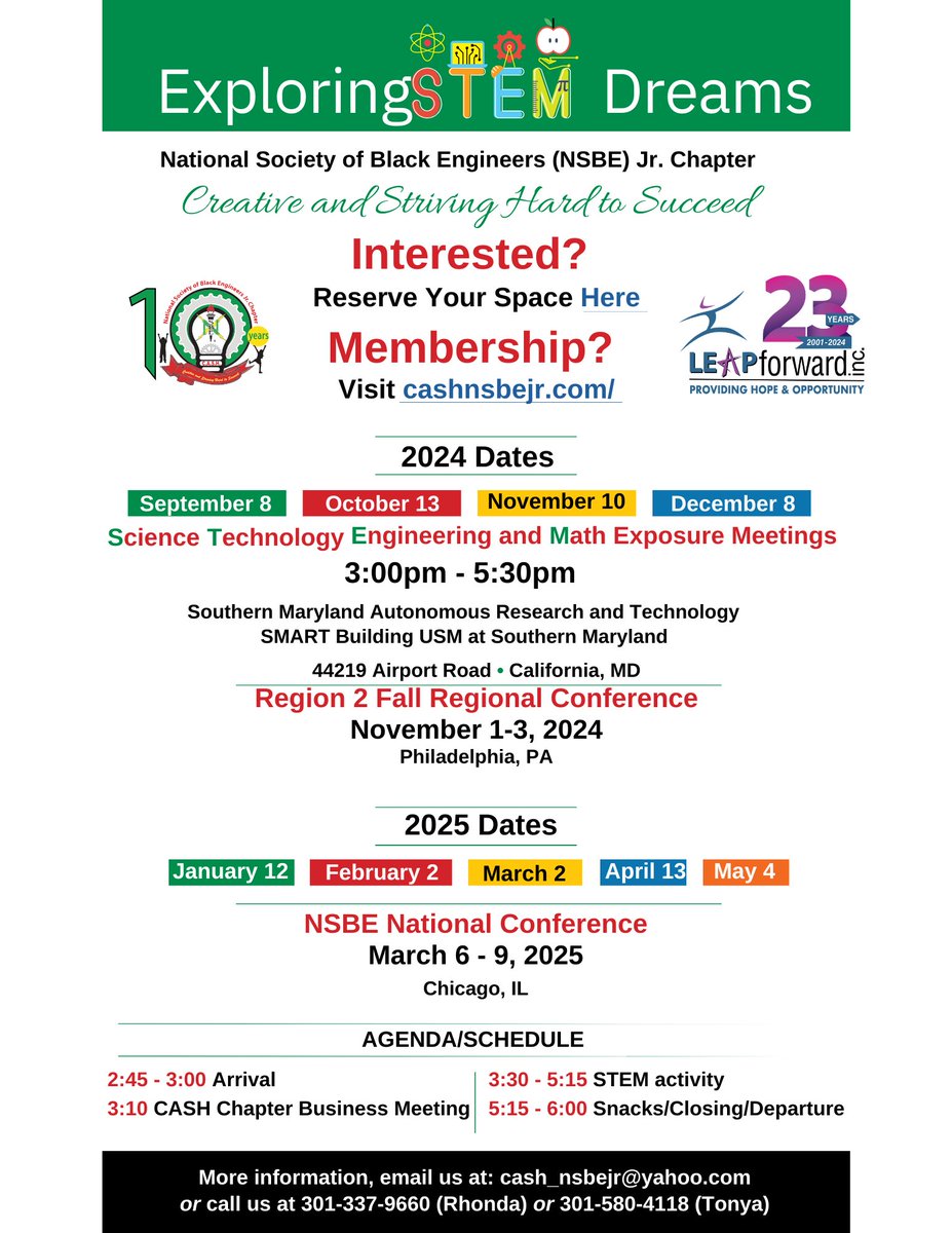 LEAPForwardLEAP's tweet image. NSBE Jr. CASH 2024-2025 Season starts in September