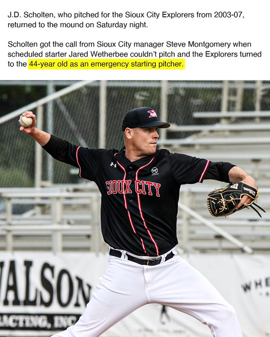 BrennanMense's tweet photo. Ok, I have heard a lot of insane Indy ball stories, but pulling a 44-year-old politician off the campaign trail to throw 6.2 quality innings on 3 hours notice is UP THERE https://t.co/8iBI0loLTc