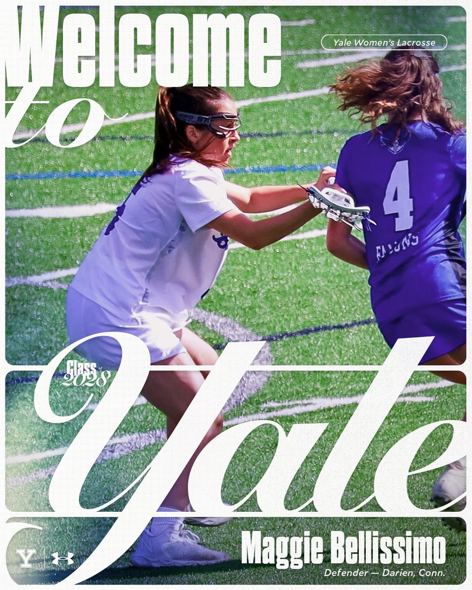 Today, we introduce our incoming class!

Please join us in welcoming 𝗠𝗮𝗴𝗴𝗶𝗲 𝗕𝗲𝗹𝗹𝗶𝘀𝘀𝗶𝗺𝗼 to the Yale women's lacrosse family!

🔹Defender
🔹Darien, Conn.
🔹Darien High School
🔹CT Grizzlies

#ThisIsYale | #YWL2028