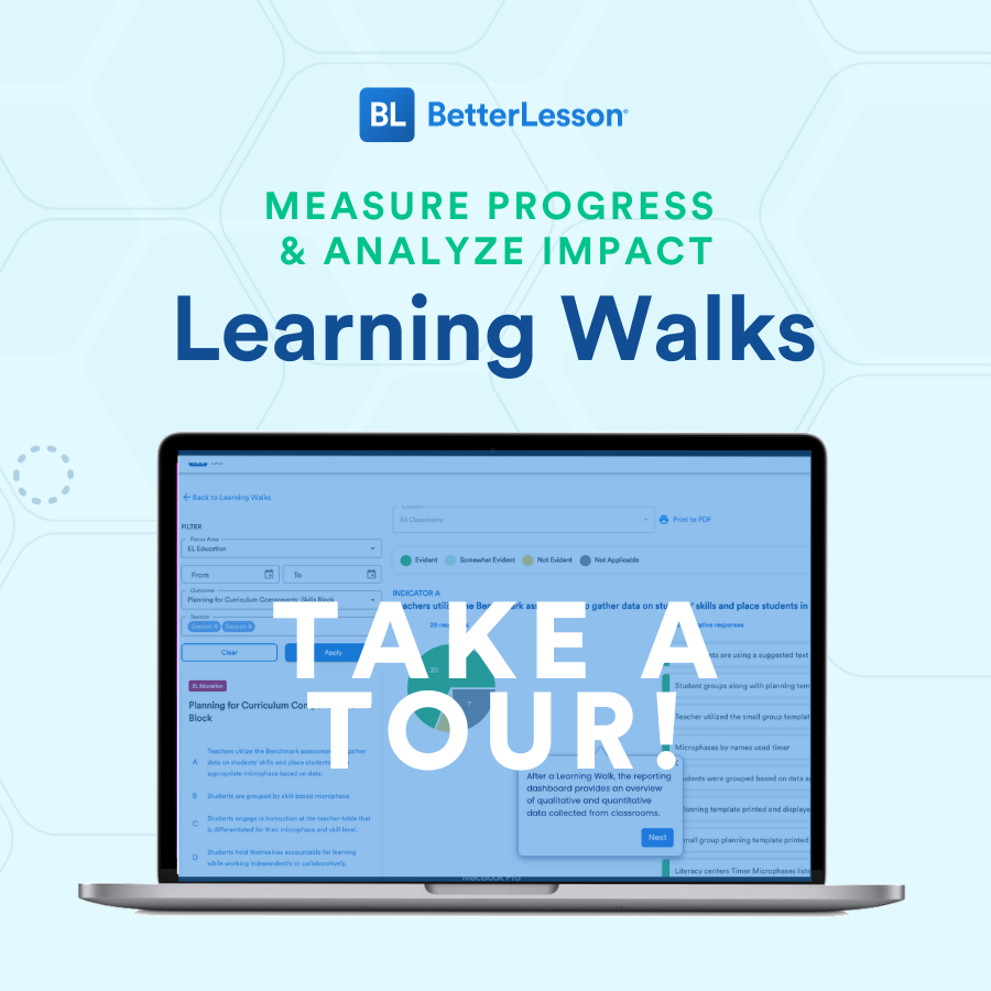 Measure progress &amp; analyze impact with BetterLesson Learning Walks! 📈

Want to see what the dashboards look like? Take a self-guided, online tour: bit.ly/4eMXuaS

#DataDrivenEducation #ProfessionalLearning #K12Education #SchoolLeaders #ProgressMeasurement