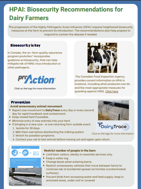 CahssCanada's tweet photo. #ICYMI: @AHC_SAC and @dfc_plc created a new #infographic on #HPAI for #dairy producers. Check it out here: https://t.co/5lTTA8MwBP https://t.co/ioTNBfyQjG