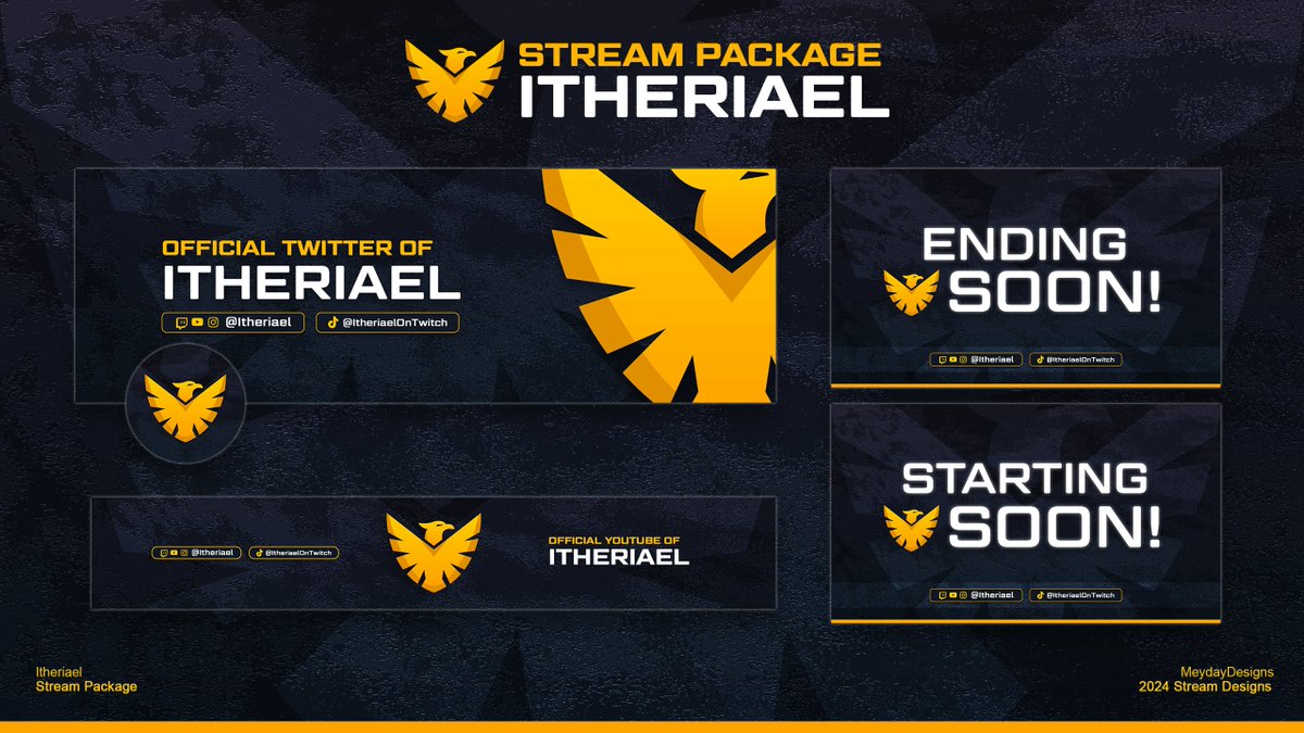 MeydayDesigns's tweet photo. Client: @Itheriael 

Complete stream package + logo design. 🎨

I don't usually make the animal style logos, but it came out perfect. Super happy with the entire project overall. 

Appreciate any support, and send me a DM if you're interested in your own design! 📩

#gfx #logo https://t.co/JOqDbFS6ki