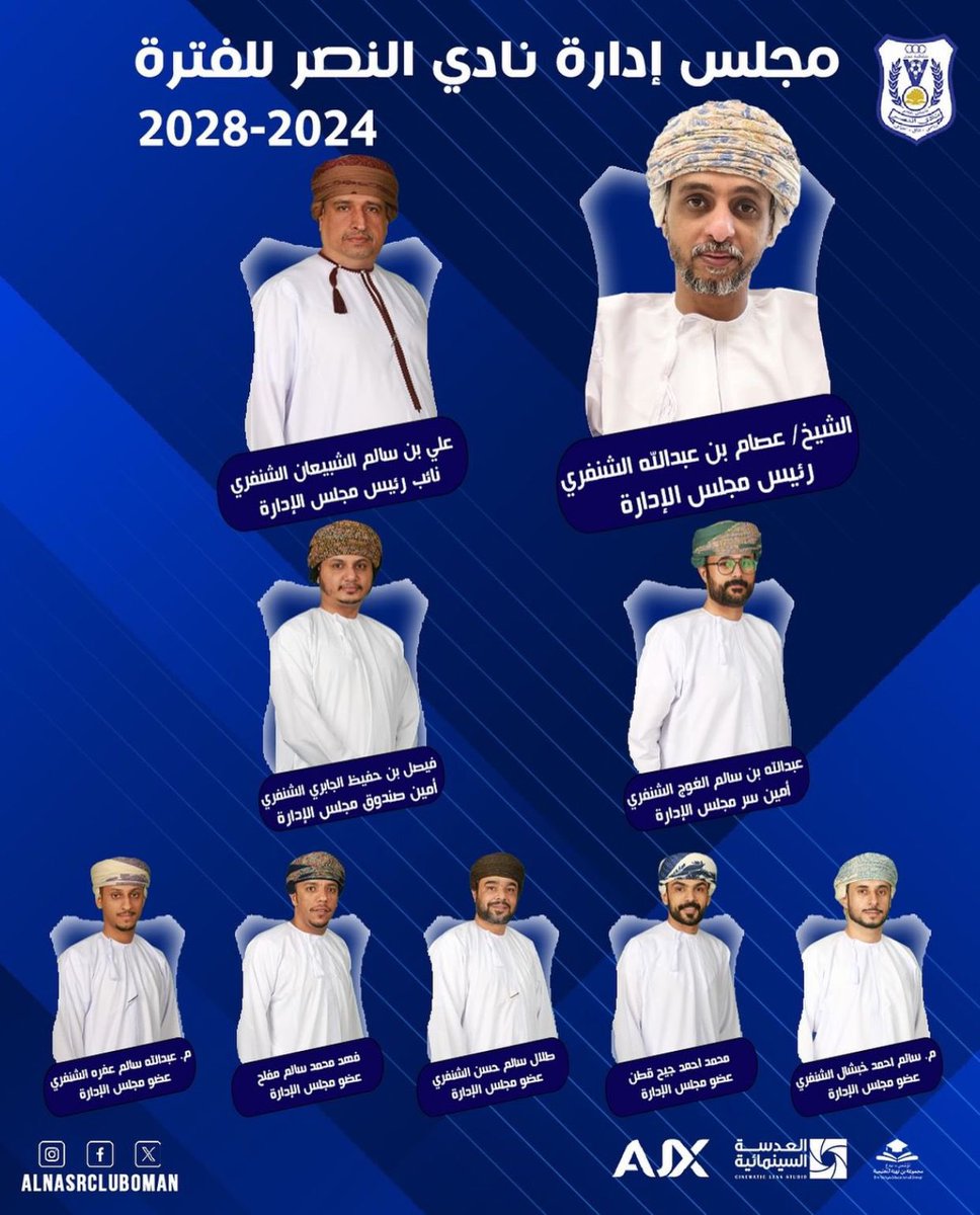 فخر وشرف كبير لي بأن اكون رئيسا لنادي النصر العريق ، ونعد كل محبين وجماهير النادي بأن نعمل انا واخواني اعضاء مجلس الادارة كفريق واحد يتسم بالشفافية ونتبادل الاراء بحرية كاملة ونستفيد من تعدد الرؤى والخبرات ، ونضع خطط عمل نلتزم بها لرفع شأن نادينا وخدمة البيت النصراوي ، وأود ان