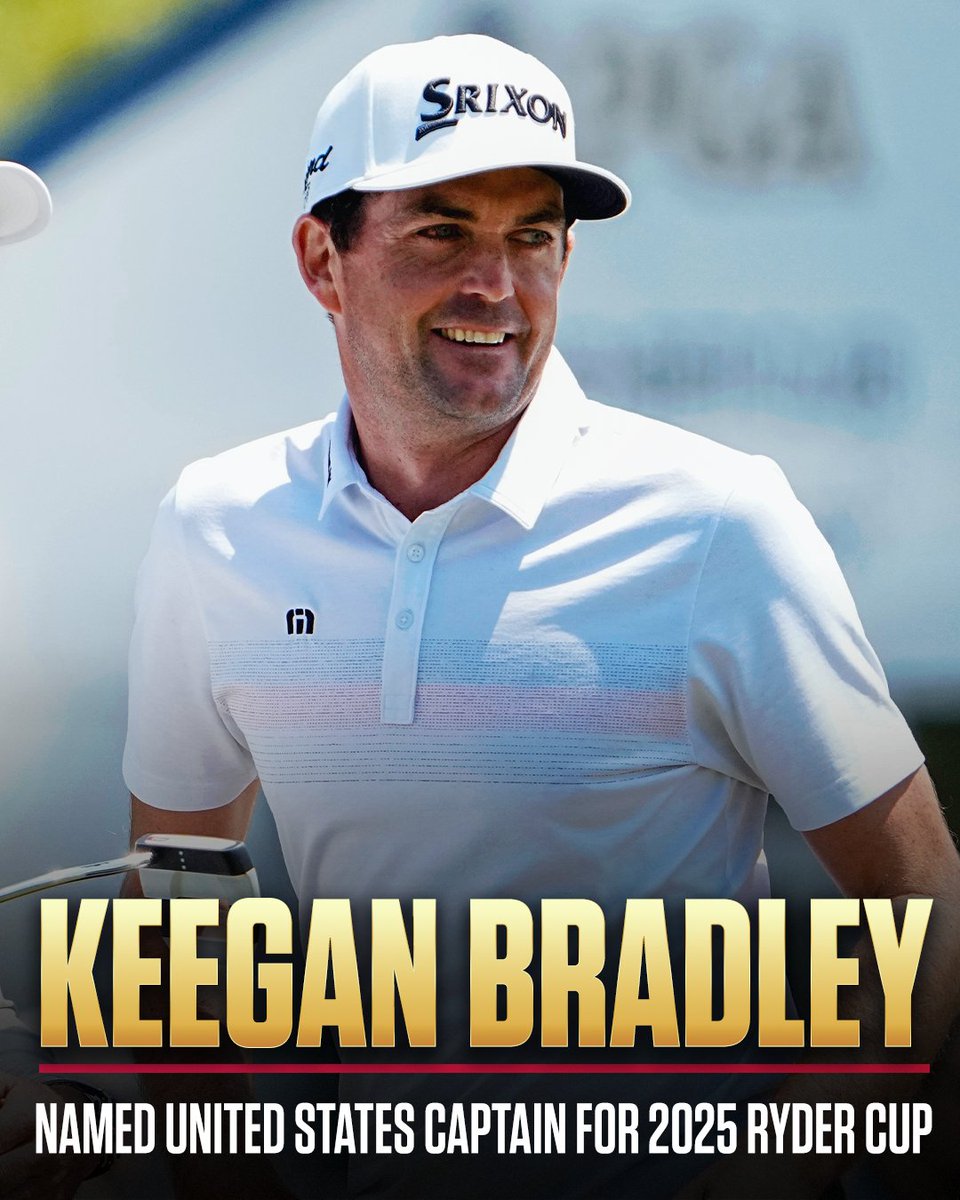 Keegan Bradley will captain the United States at the 2025 Ryder Cup at Bethpage Black. 🇺🇸