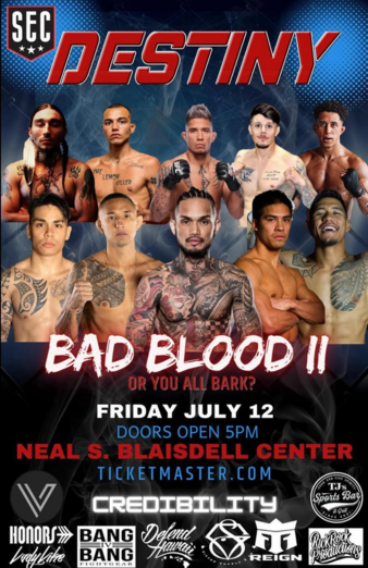 MMA__Matchmaker's tweet photo. #DestinyMMA - Saturday, July 12th
No prospects in particular that I'm looking at here, other than maybe 🇺🇸Swayne Makana Lunasco (1-0), a BW who went 7-0 as an amateur on the Hawaiian regional scene and who won his pro debut on Bellator 236 in 2019. He hasn't fought since, and he'll fight Derek Mahi (1-2)
This event will showcase two former UFC fighters in the likes of 🇺🇸Tyson Nam (22-14-1) and 🇺🇸TJ Brown (18-11)