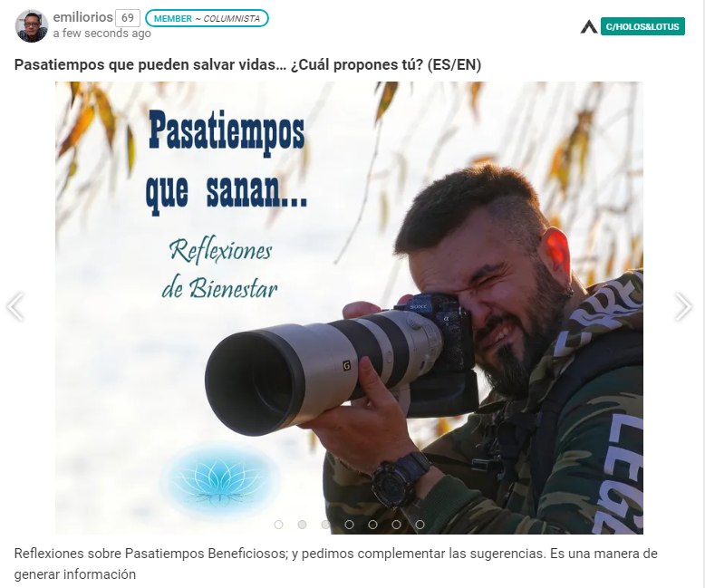 Esta noche reflexionamos sobre actividades para bajar el ritmo de vida en #Hive 
Pasatiempos que pueden salvar vidas… ¿Cuál propones tú? (ES/EN)
peakd.com/hive-131951/@e…
#mentalhealth #Reflections #life #Spanish