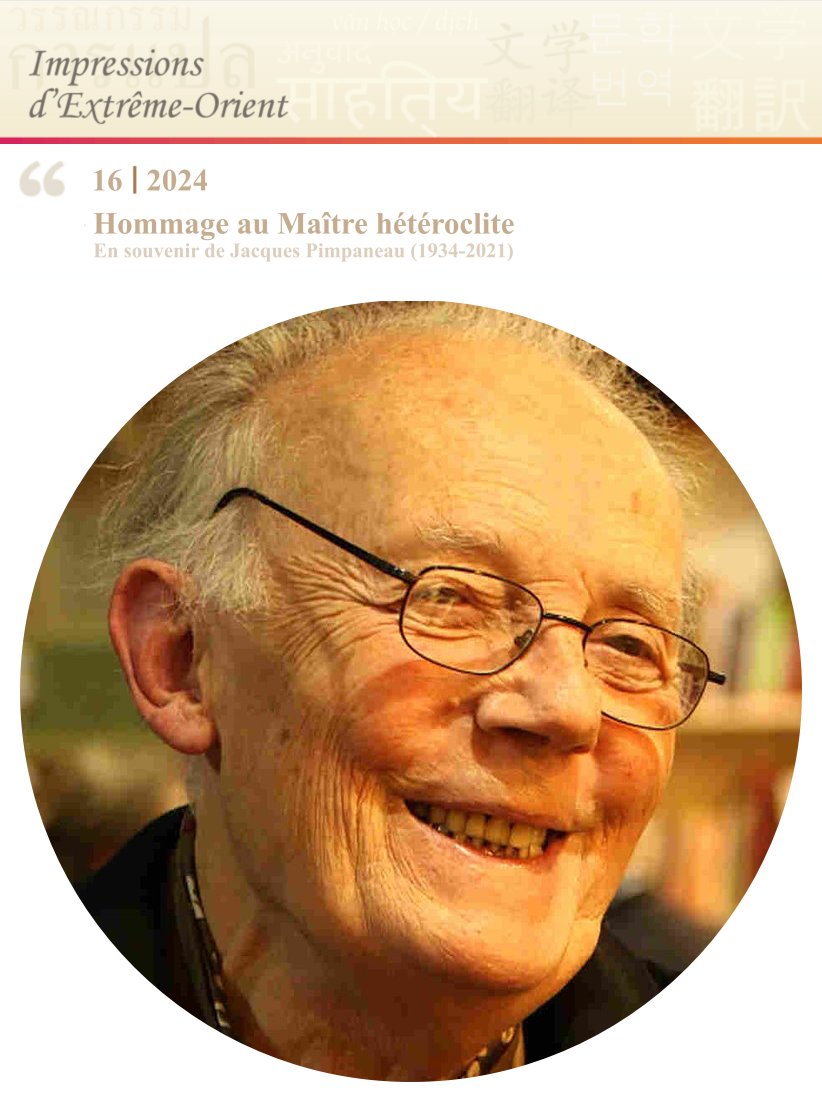 JELEO2T's tweet image. Impressions d'Extrême-Orient 16 | 2024
"Hommage au Maître hétéroclite. En souvenir de Jacques Pimpaneau (1934-2021)" en ligne @ journals.openedition.org/ideo/2726
en texte intégral : 23 contributions inédites et un éditorial signé @Daiwenchen et Valérie Lavoix (Inalco)