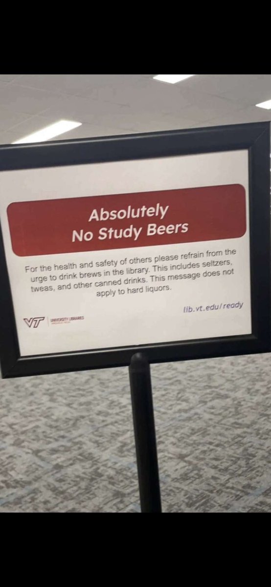 No study beers but liquor is chill at the VT library🔥