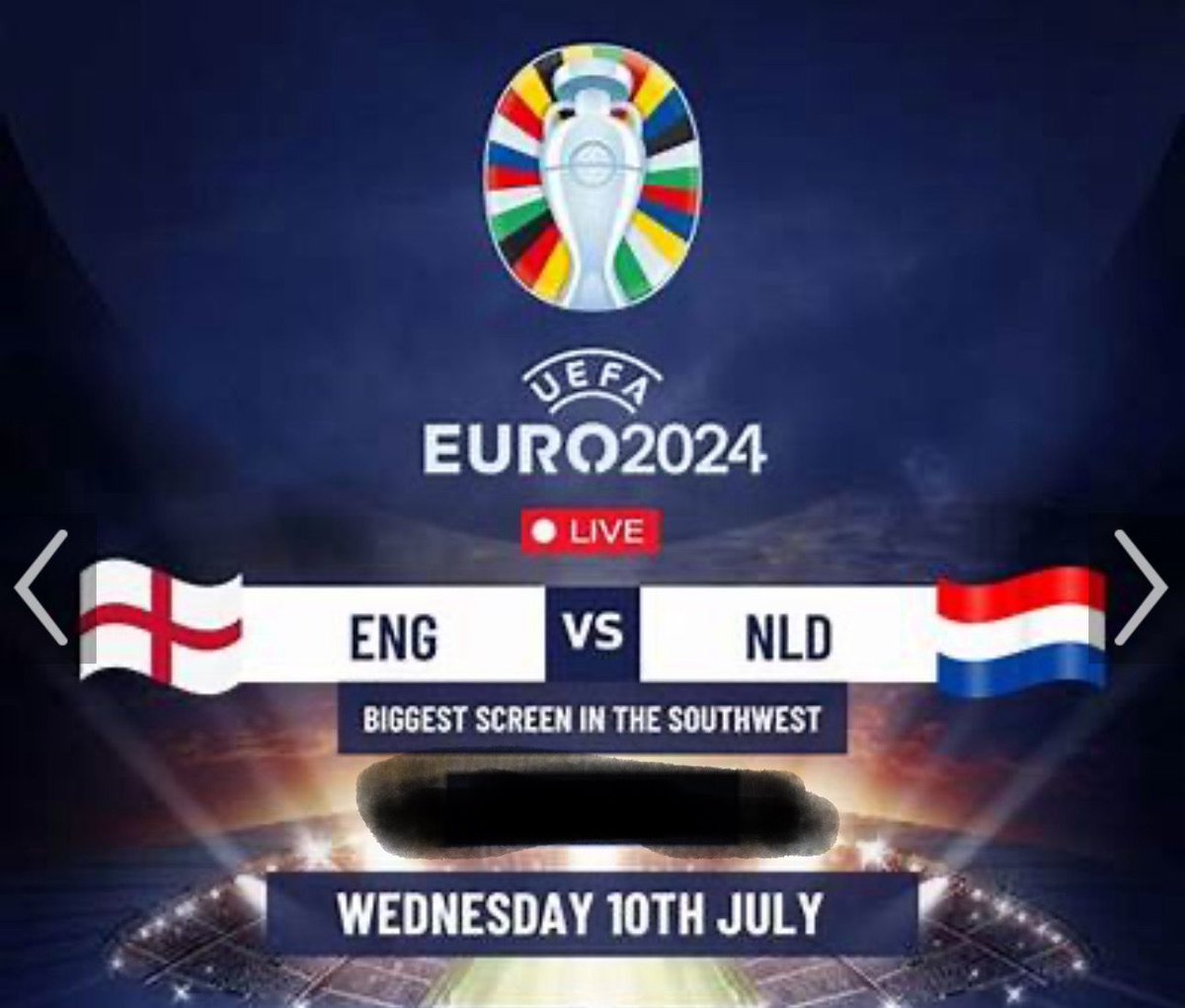 We will be showing England's semifinal fixture against the Netherlands at the club on Wednesday! Bar open! Hope to see you there 🇬🇧⚽⚽ 🍻
