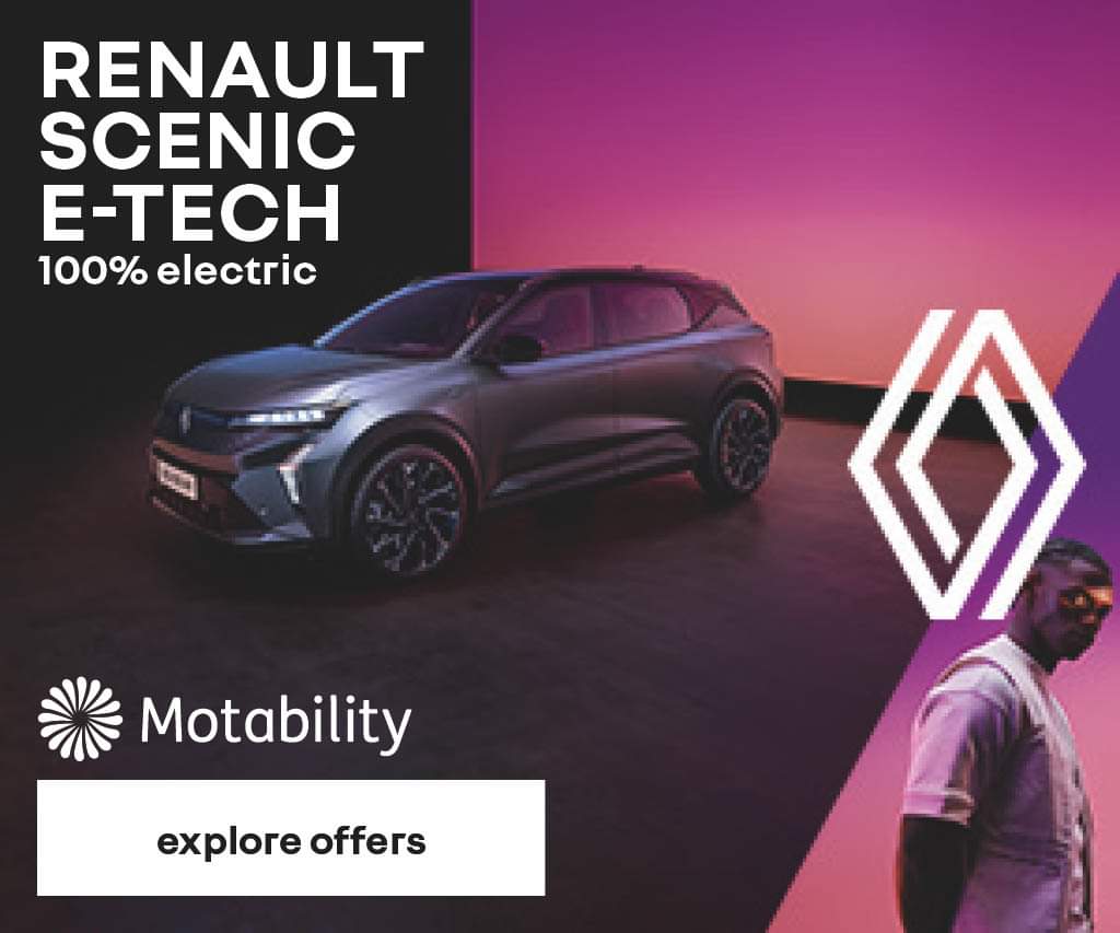 Our best Motability Offer YET on our award winning Renault Scenic E-Tech 100% electric Techno.
Nil Advance Payment, £250 Cashback &amp; a free charging point.*
Call us now on 01554 890436 to book your test drive and confirm your eligibility.
*New Vehicle Payment Contribution Applies.