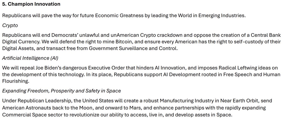 prestonjbyrne's tweet photo. The Republican Party has adopted the @balajis platform of "immutable money, infinite frontier, eternal life."

Quite literally https://t.co/gOLaKrofaw
