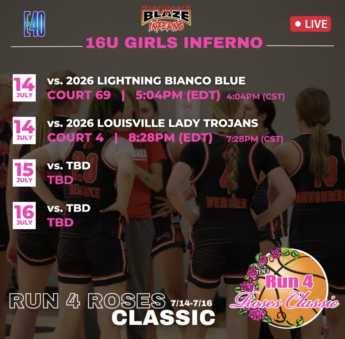Brinnapaulson3's tweet image. so exited to be back for the @TFNsRun4Roses tournament in kentucky!!! @WIBlazeInferno @LisaMVanWyk @algwidt @WisconsinBlaze here’s my schedule: