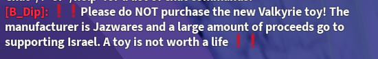 bdiptraderie's tweet photo. With the new release of the Valkyrie Set / Toy, it's time to peacefully protest and boycott in Royale High.

Players need to learn about the situation, especially the children who may want to buy the toy.

Do NOT interact with anyone who has the badge.

#royalehigh #RHTC https://t.co/fkPpwevEoD