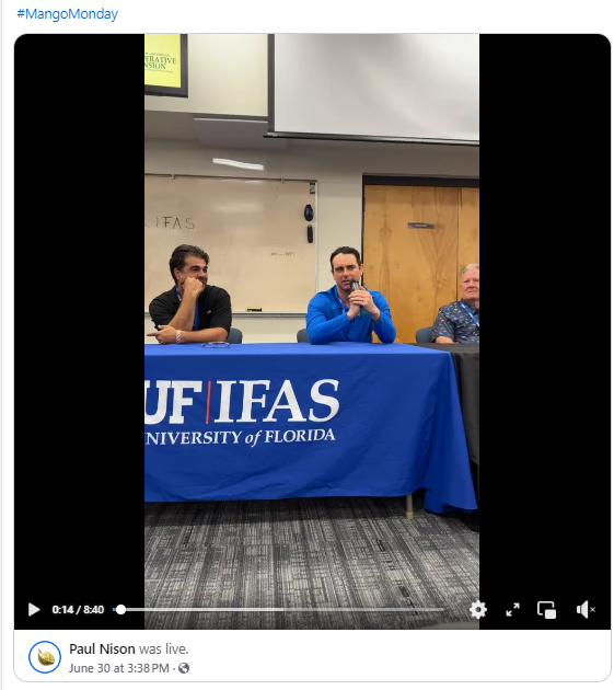 UFTropical's tweet photo. Thanks Paul for sharing these moments and UF IFAS Extension Palm Beach County master Gardeners for hosting Mango Fest!
If you missed Dr. Crane's presentation on Mango maintenance and integrated pest management, we refer you to his paper:
https://t.co/q06TIox1ON.
#MangoMonday https://t.co/ryT43uYPhV