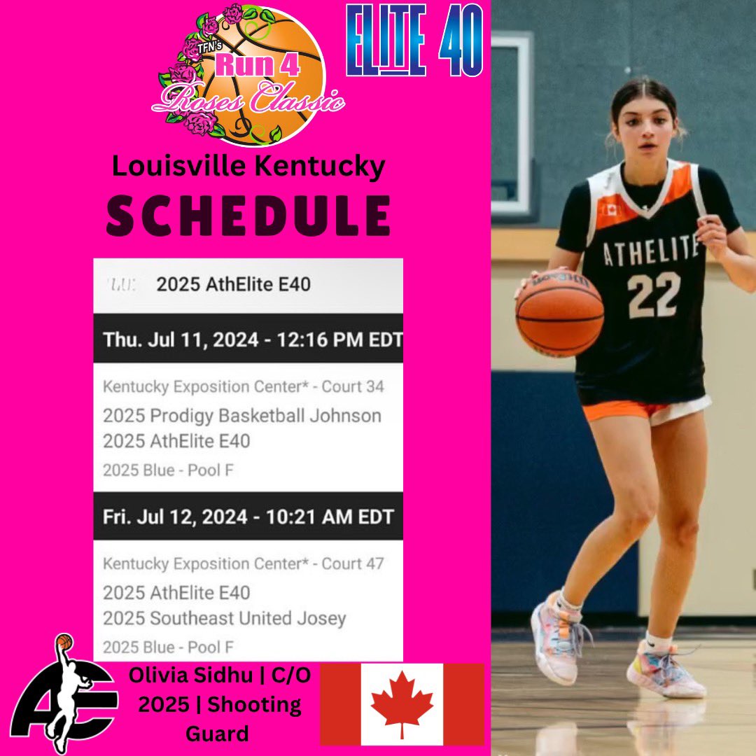 Olivia Sidhu (@olivia__sidhu) on Twitter photo Run 4 Roses Schedule!! Louisville, Kentucky @Elit40League <a href="/athelitebball/">AthElite Basketball</a> <a href="/TFNsRun4Roses/">TFN's Run 4 Roses</a> Run 4 Roses Schedule!! Louisville, Kentucky @Elit40League <a href="/athelitebball/">AthElite Basketball</a> <a href="/TFNsRun4Roses/">TFN's Run 4 Roses</a>