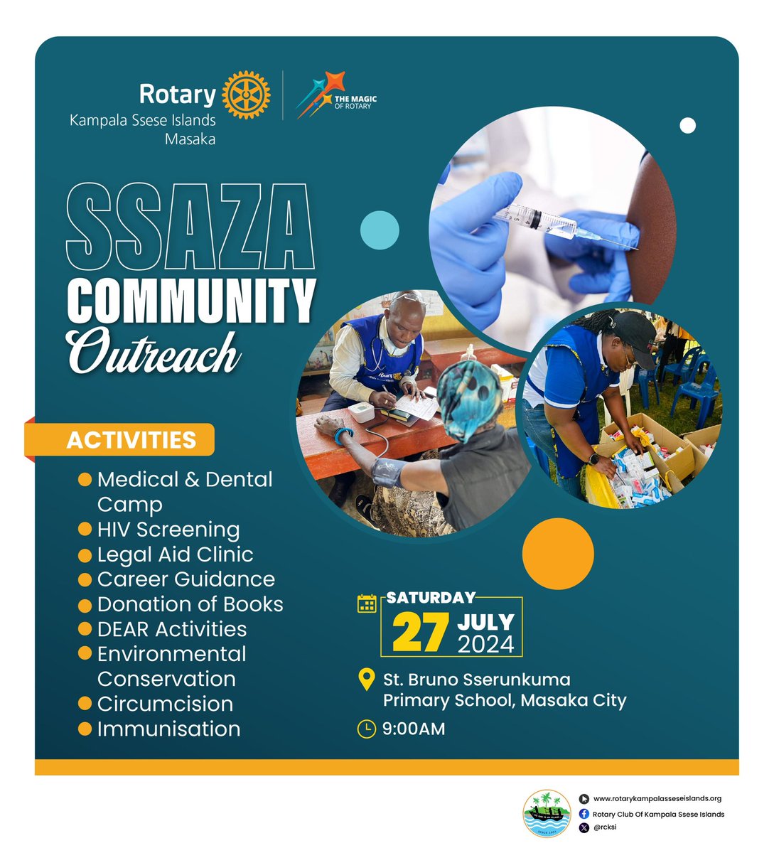 RCKSI's tweet photo. This month we head to Masaka City to spread the magic of Rotary! Make a plan to come be a part of our community outreach as the Rotary Club of Kampala Ssese Islands partners the Rotary Club of Masaka to make a difference on Saturday 27th July! #18Days2Go #ComeOne #ComeAll https://t.co/e6YFubt2vW