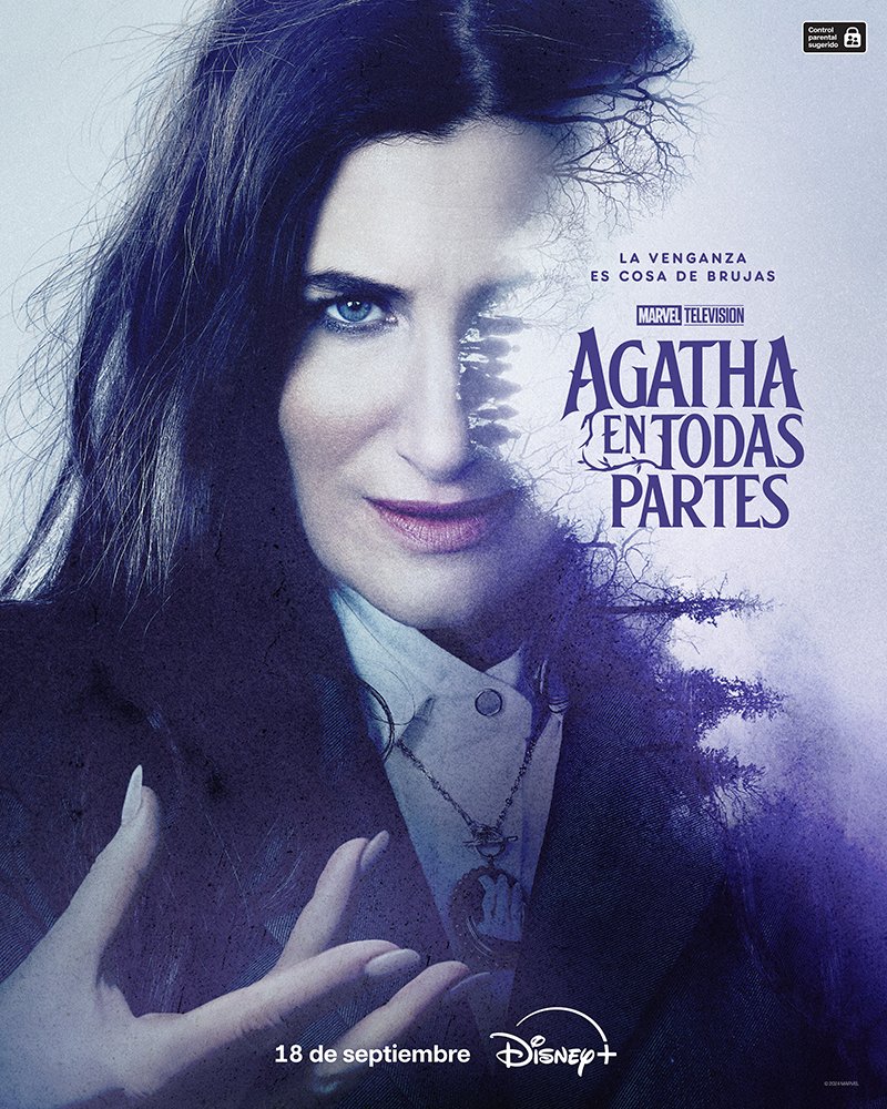 OursideGeek's tweet photo. Tenemos primer póster oficial de #AgathaEnTodasPartes (#AgathaAllAlong)  la nueva serie de #Marvel que llega el 18 de septiembre por #DisneyPlus https://t.co/kPrap28kns