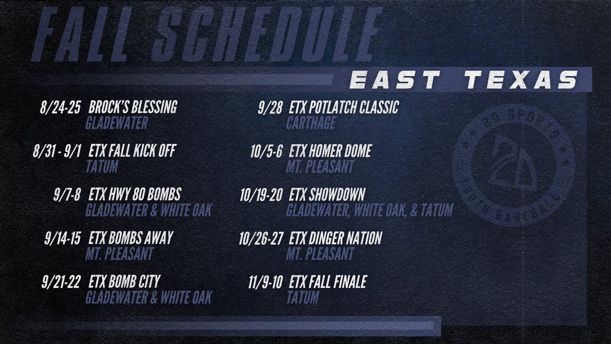 The wait is over! 

Take a look at the Fall 2024 youth schedules in Texas!