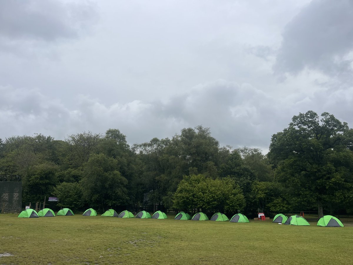 Queenssch_stdnt's tweet photo. All teams arrived at the campsite, set up and cooked, all in high spirits! A rather wet first evening has forced teams into their tents early. https://t.co/OYmtB6pZQe