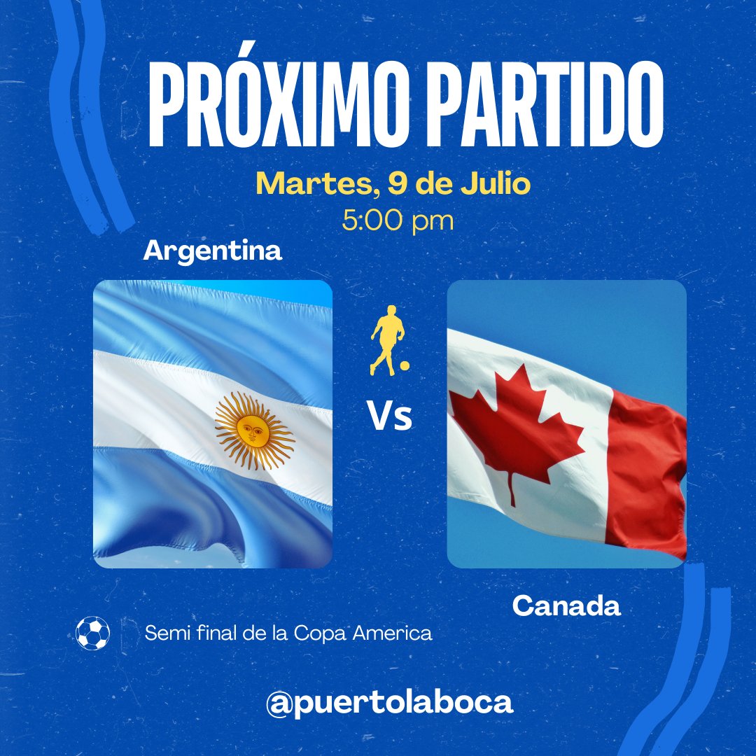 Join us for the Copa America Semi Final soccer game Argentina vs Canada <a href="/5/">Reserved</a>:00pm
We will not be taking reservations. It will be on first come first serve basis. Go Argentina!!
 #argentina #copaamerica #messi #soccer #puertolaboca