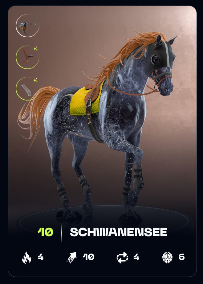 Colorado55_'s tweet photo. La belle SCHWANENSEE a remportΓ© la premiΓ¨re course de la saison π Elle est bien partie pour le dΓ©fi des Achievements. Bilan de l'Γ©curie : 11 podiums dont 5 victoires π₯
@playstables #NFT #tezos https://t.co/l3X3m26oTB