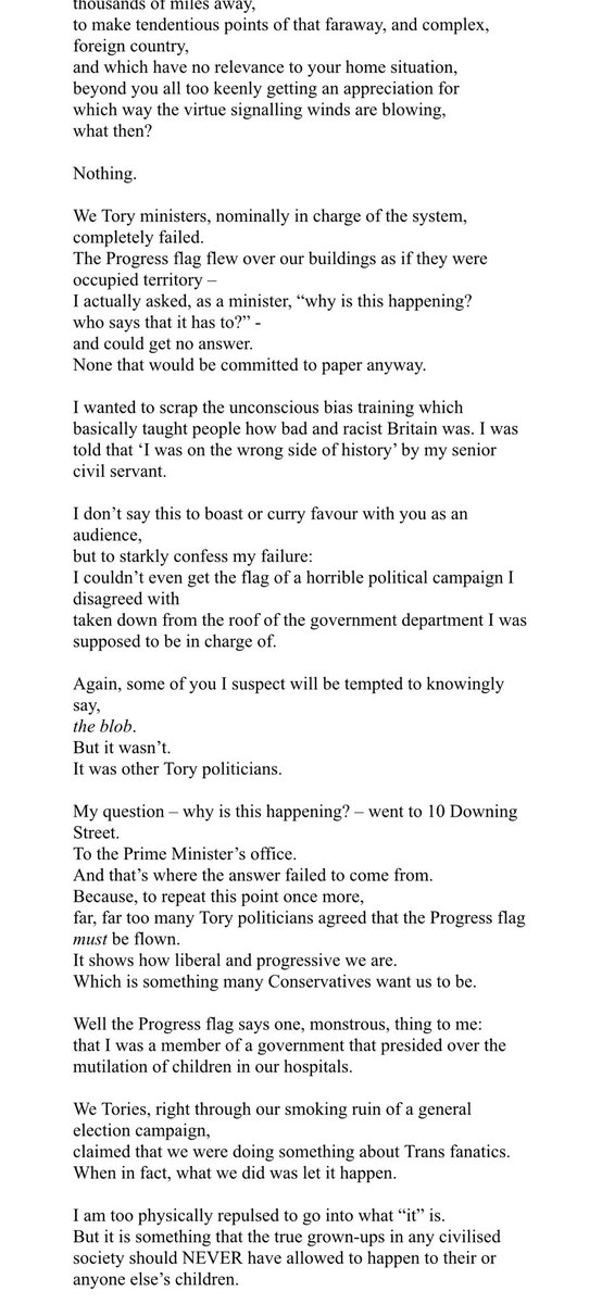 PaulBrandITV's tweet image. Suella Braverman’s speech in Washington this evening contains a blistering attack on pro-LGBT Tories.

She says the pride (progress) flag has been flown on govt buildings as if marking “occupied territory”, accusing Tory colleagues of supporting a “horrible political campaign”…