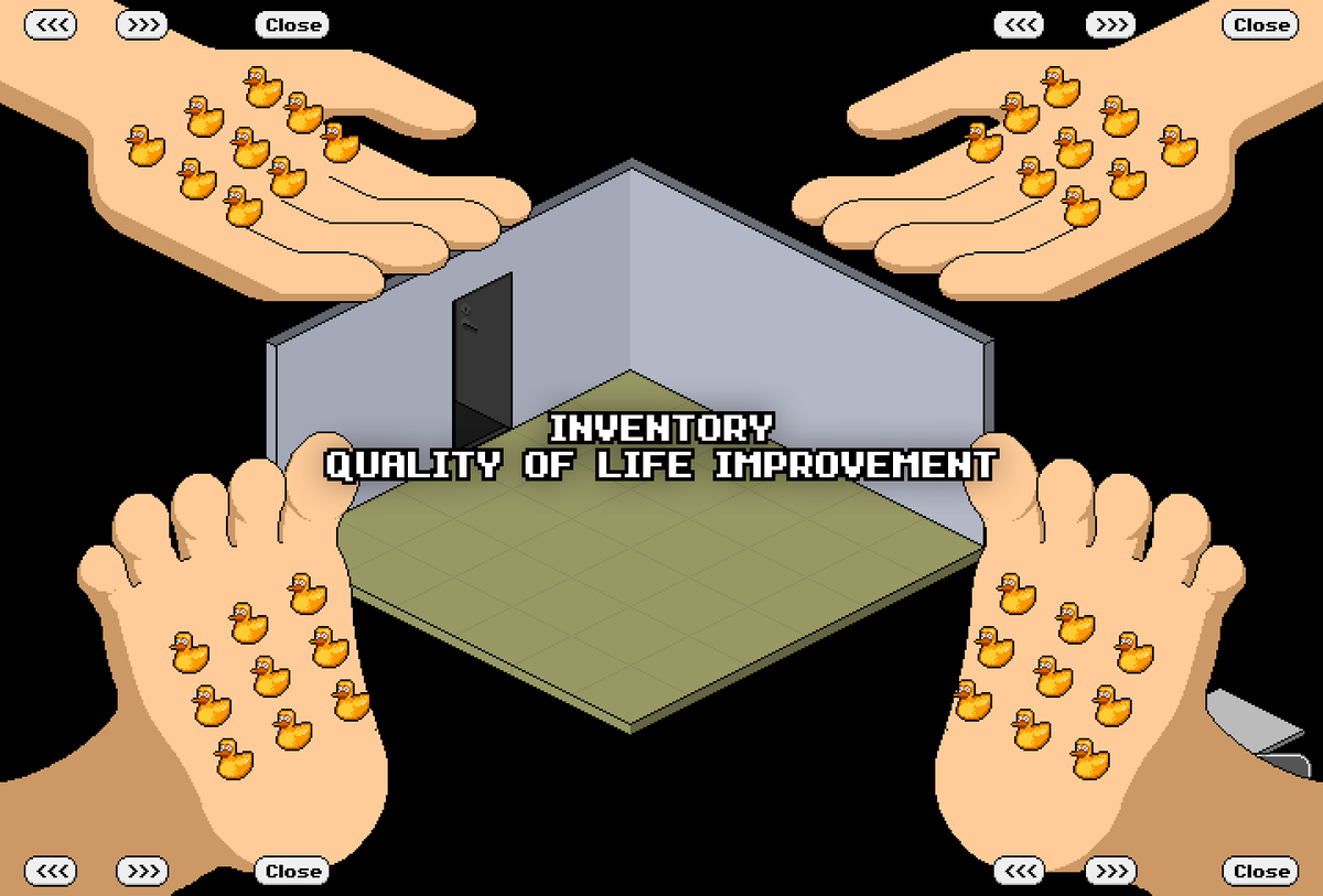Everyone has been talking about Quality of Life improvements to the hand/inventory on the Discord and in-game.

I figured I would chime in and present a system that might be lightyears ahead of what we currently have...

#Habbo #HabboHotel #HabboOrigins #HabboHotelOrigins