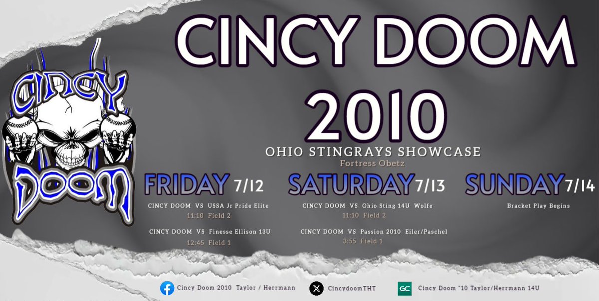 Jeff Herrmann (@herrmj12) on Twitter photo <a href="/cincydoomtht/">@cincydoomTHT</a> Come out and watch our Cincy Doom 2010 team this week at Stingrays Showcase! <a href="/cincydoomtht/">@cincydoomTHT</a> Come out and watch our Cincy Doom 2010 team this week at Stingrays Showcase!