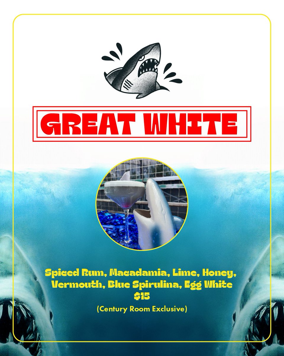 SHARK WEEK IS HERE!🦈🌊

Hangout with us and enjoy some specialty cocktails from Tiger's Tap Room, and an exclusive drink for the Century Room!

Swipe to see ➡️➡️➡️➡️
