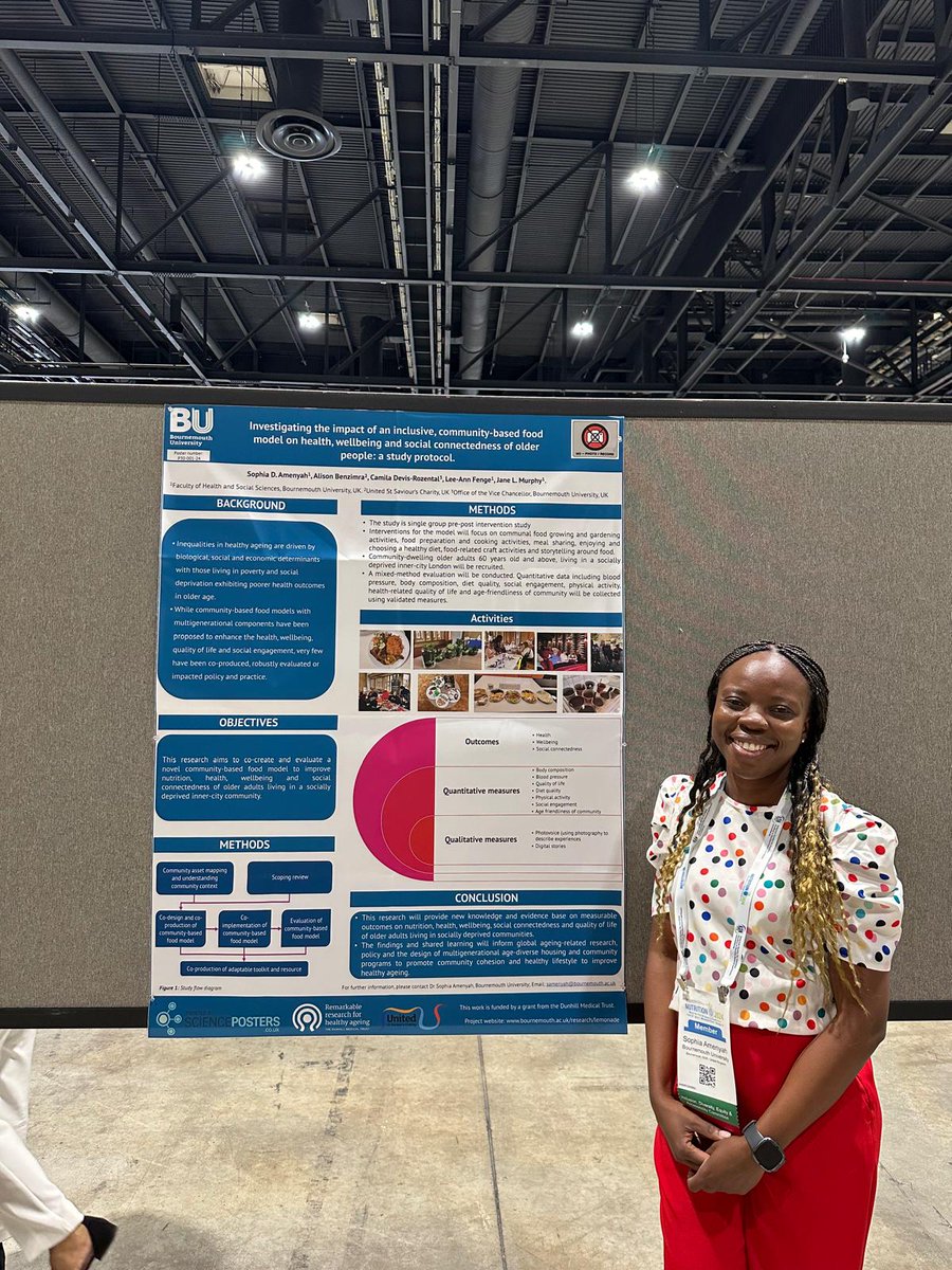 SophiaAmenyah's tweet photo. @nutritionorg #Nutrition2024 brings together the best brains in nutrition science. It was wonderful to present our research on #inclusive #community-based #FoodModel fo over 60s funded by @DunhillMedical to leading experts in the field. @UnitedStSaviour @BU_Research https://t.co/1LrMdgvzvN