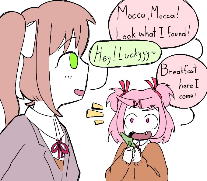 marupan_desu's tweet photo. Drawing every DDLC ship: Day 2 of Monisuki!

Natsuki is so lucky, everytime she "skips" breakfast she finds money to get some at school!

#DokiDokiLiteratureClub #ddlc #monika #natsuki #monisuki https://t.co/Tw3qZl0qMO