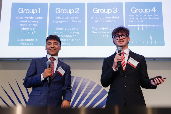 USCCFoundation's tweet image. Three student teams presented their solutions to real-world business challenges. ⬇️

Diego and Sam from @LISDTECHCenter developed a digital marketing campaign to rebrand the chemical industry as a safe, progressive career choice to combat workforce shortages. #EPICLearning