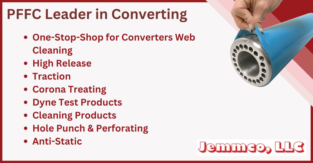 PFFConline's tweet image. "From our affordable rubber stretch roller sleeves &amp;amp; roller tapes to our made-to-order dyne test products &amp;amp; #webcleaning supplies/equipment, @JemmcoLLC's wide range of [products] have made us the ONE-STOP-SHOP for film extruders &amp;amp; web converters."
Details: conta.cc/4chench
