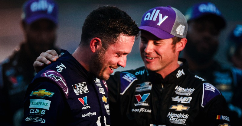 TeamHendrick's tweet photo. Victory lane looks good on you, @allyracing