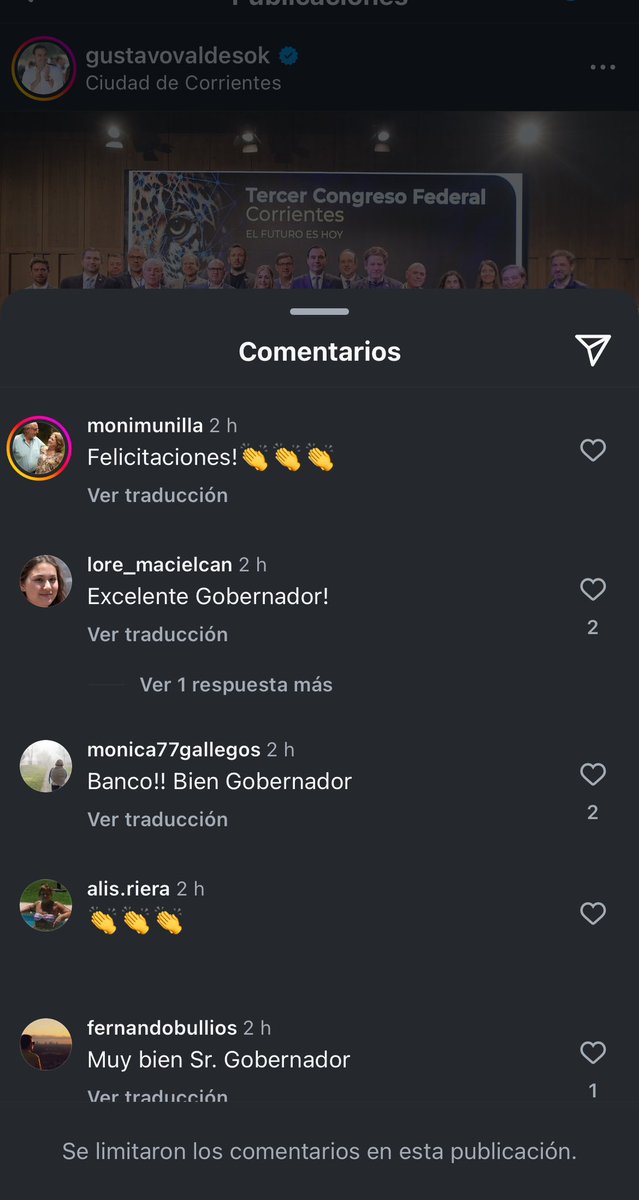 chorrombi's tweet photo. Gustavo Valdés, gobernador de #Corrientes, borra todos los comentarios de su Instagram y solo deja los que no lo critican. Ahora limitaron los comentarios para que no le digan más nada. 

Esperemos que la gente de Tucumán mañana le pregunte por #Loan ya que acá anda escondido https://t.co/q9sXIUXH5q