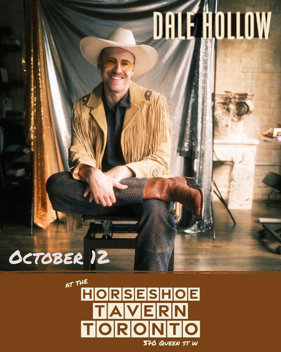 🔥JUST ANNOUNCED🔥Country Music Superstar (Trademark Pending) Dale Hollow is heading up North with a Horseshoe stop on October 12th!
🎟️🎟️🎟️Tickets on sale this Friday at 10am!
#torontomusic #torontoconcerts #dalehollow #guyterrifco #horseshoetavern